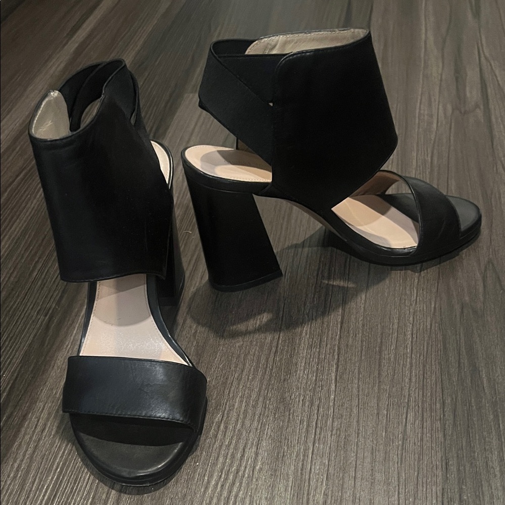 Stuart Weitzman Black Block Heel Sandals